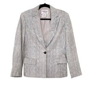 Oscar de la Renta Leather Animal Print Blazer Size 6